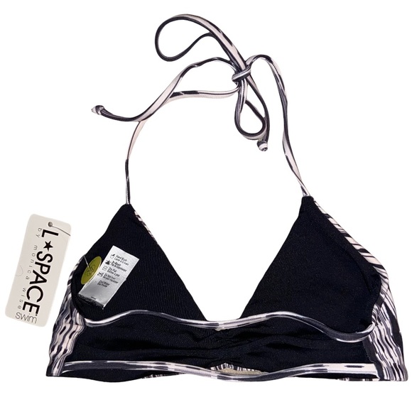 NWT L*SPACE Outlaw Strap Back Black & White Tribal Print Reversible Bikini Top - Picture 6 of 16